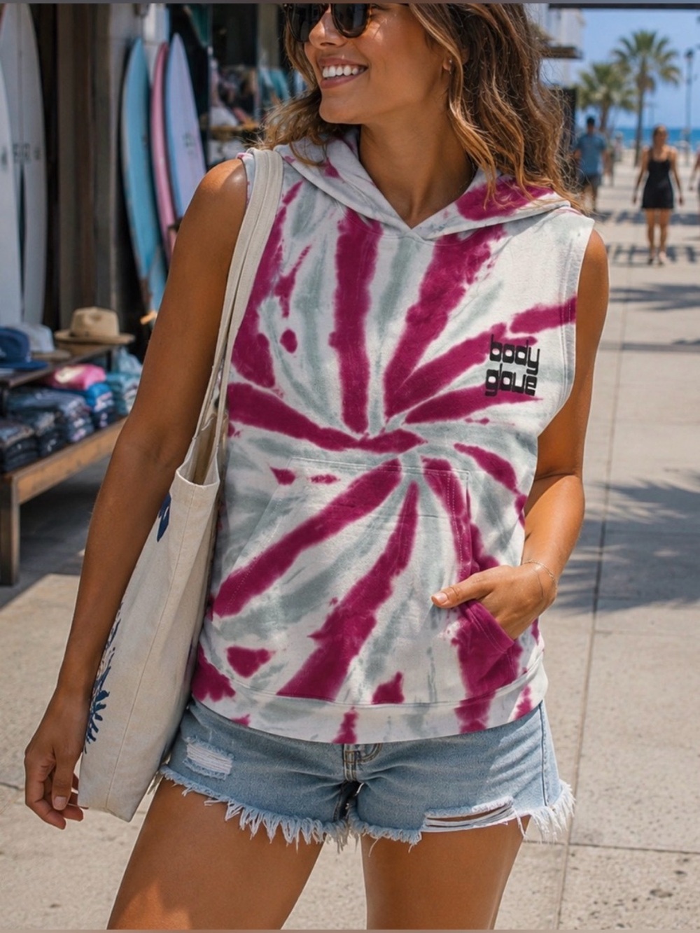 Body Glove Talia Tie Dye Sleeveless Hoodie